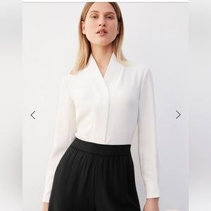 NWT The Fold Bowery Blouse in Ivory Stretch Silk